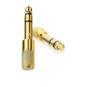 Adaptor Audio Premium Stereo CR|GAS - Transmisie Stabila, Jack 3.5mm Mama la 6.35mm Tata, Conector Auriu, Compatibil Casti, Chitara, Pian Digital, Mixer, Amplificator, Microfon, Laptop, Telef