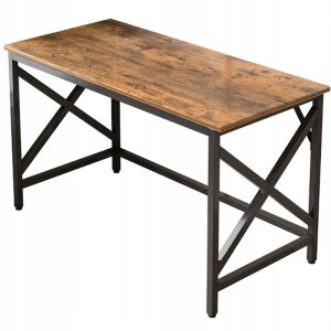 Birou de calculator industrial cu blat rustic maro și cadru metalic negru - Birouri