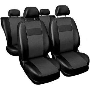 Set huse scaune auto universale negru și gri din piele ecologică pentru scaunele din față și din spate - Huse pentru scaune auto