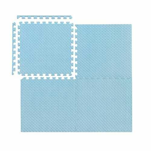 Пепита син дунапренен пъзел килим 120x120см, 4 броя