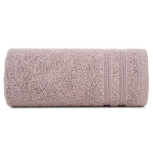 Emina púder rózsaszín pamut törölköző díszcsíkkal, 70x140 cm