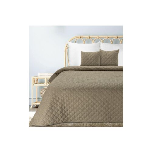 Len1 vászon szerkezetű préselt mintás ágytakaró Sötét bézs 170x210 cm 131804453