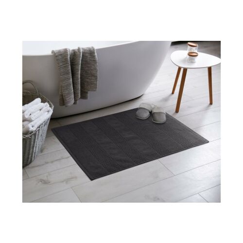 Jessi fekete pamut fürdőszoba szőnyeg 60x90 cm fürdőszobai környezetben