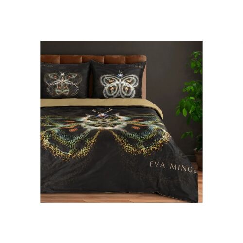 Eva Minge fekete mako szatén ágyneműhuzat 160x200 cm pillangó mintával