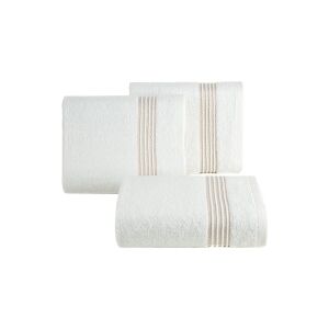 Lilla pamut törölköző keskeny fényes csíkokkal Fehér 30x50 cm