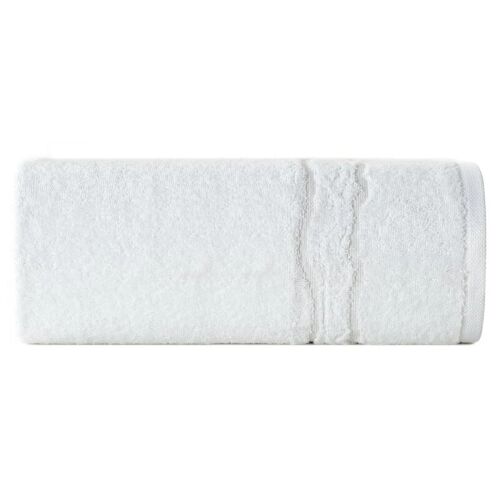 Karin fehér pamut törölköző fényes cérnával szőtt díszítéssel, 50x90 cm