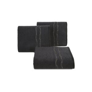 Karin pamut törölköző fényes cérnával szőtt díszítéssel Fekete 50x90 cm