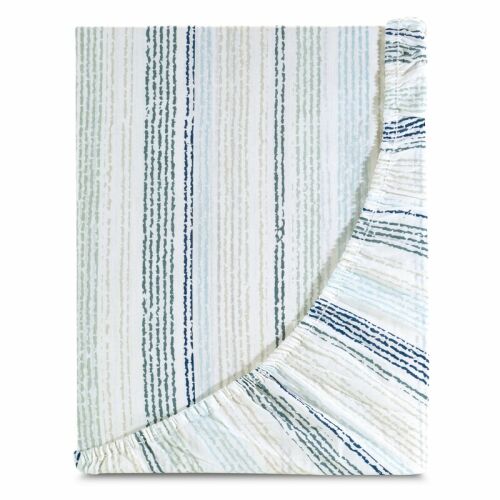 Eurofirany Print3 Kék Gumis Lepedő 180x200 cm, csíkos mintával