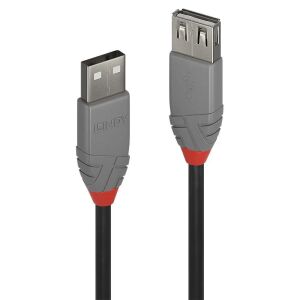Przedłużacz USB 2.0 LINDY Type A Extension Cable, Anthra Line 2m Black 131810851 - Kable i akcesoria