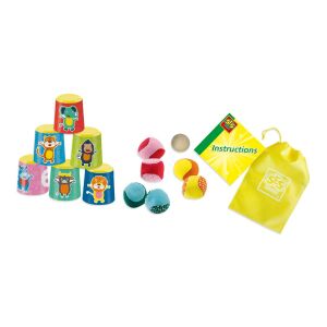 SES Creative Chamboule-tout und Soft Petanque Spielset mit Dosen im Tiermotiv und weichen Bällen - Outdoorspiele