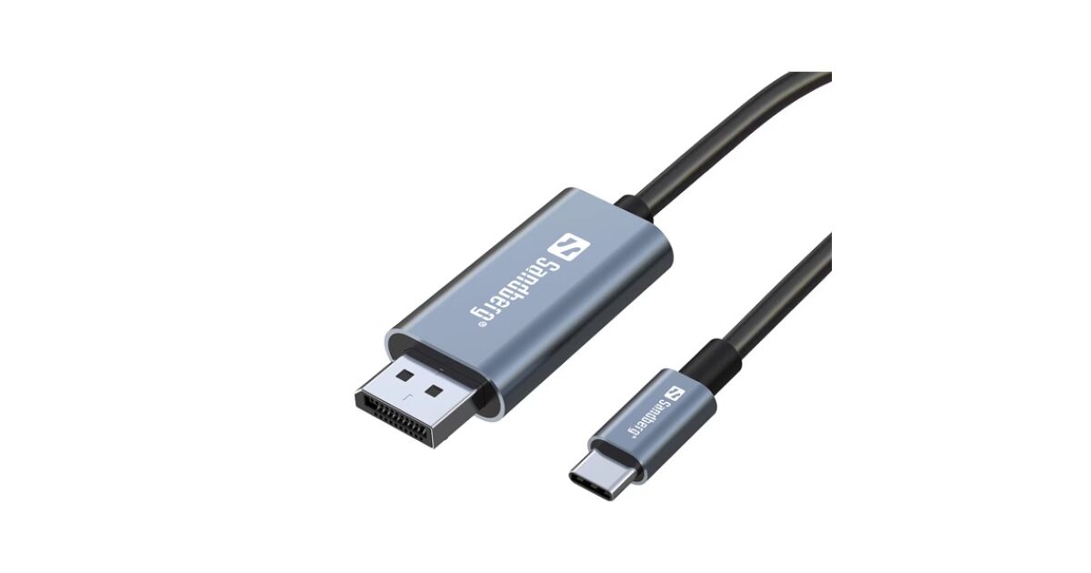 Sandberg 136-51 adapter kablowy 2 m USB Type-C DisplayPort Czarny, Szary 131812434