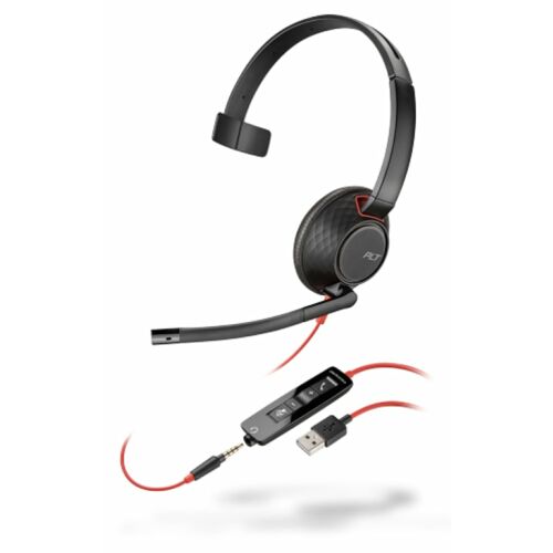 POLY Blackwire 5210 Headset Vezetékes Fejpánt Hívás/zene USB A típus Fekete, Vörös