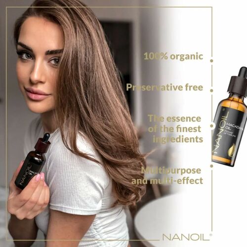 Nanoil Makadámia olaj hajra és testre, 100% organikus - Testápoló olaj