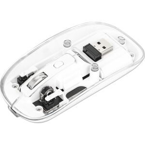 Manhattan White Wireless Mouse with USB Receiver Storage - Manhattan
