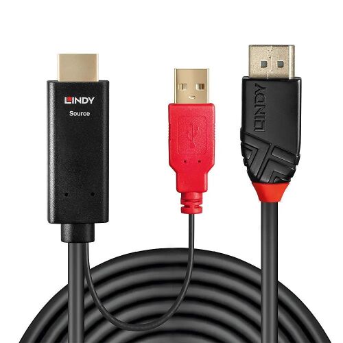 Lindy 41426 Videokabel-Adapter 2 m HDMI + USB DisplayPort Schwarz, Rot 131817114