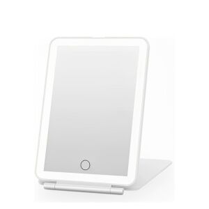 Oglinda pentru machiaj, cu iluminare LED, 72 leduri, buton touch ON/OFF, reincarcare USB, pliabila