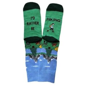 Sosete, amuzante, cu chef de duca, I'd rather be hiking, Marime universala: 39-44, bumbac ce ofera confort picioarelor pretentioase, Culori intense, model de impact