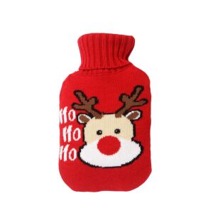 Incalzitor, de maini, Rudolf, 1 litru, design decorativ si functional, accesoriu de Craciun, Sticla se umple cu apa calda pana la 80