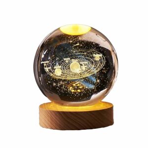 Glob de masa decorativ, de tip sistem solar, lumina de veghe, 6 cm, led