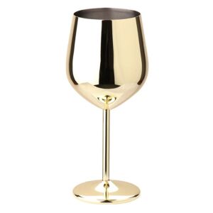 Pahar, pentru vin, Shiny Gold, otel inoxidabil, durabil si rezistent la coroziune, auriu, pentru un aspect elegant si sofisticat, 500 ml, perfecta pentru o portie generoasa de vin