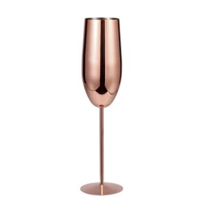 Pahar, pentru sampanie, din otel inoxidabil, Rose Gold, 25.5 x 6.5 x 5 cm, ergonomic si usor de manevrat, 280 ml