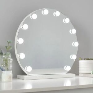 Oglinda machiaj profesionala, Hollywood Star cu 12 becuri LED, cu suport, modul 3 culori, Diametru 60 cm, Cablu de 1 metru