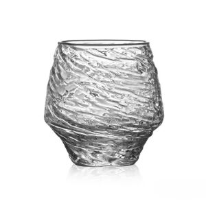 Whiskys pohár, csavart, átlátszó, üveg, 370 ml, 9,5 x 6,5 cm, 9,5 x 6,5 cm