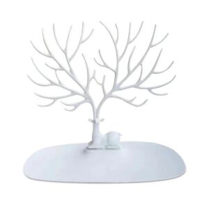 Ékszertartó, nyaklánc, gyűrűk, szarvas, fehér, szervező apró kincsek számára