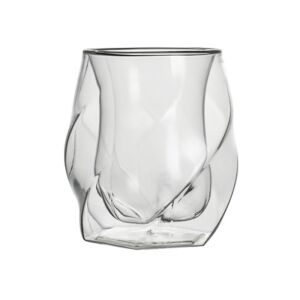 Pahar, cu pereti dubli, twisted, transparent, confortabil si usor de manevrat, dimensiuni: 6.5 x 9.5 x 7 cm