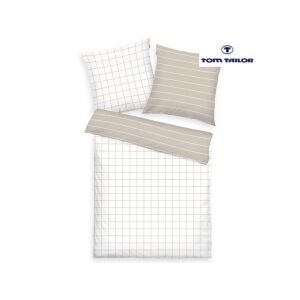 TOM TAILOR Sunny Sand & White ágynemű szett kockás és csíkos mintával - Tom Tailor