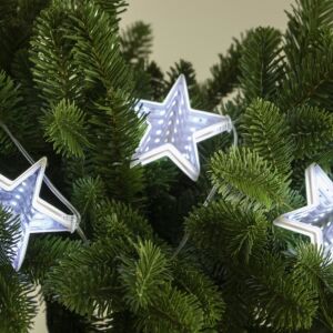 Home MRLC 6/S LED-es tükördísz fényfüzér, 1 m/72 db hidegfehér LED, alagúthatású csillagdísszel, állófényű, átlátszó vezeték, elemes, beltéri  131876501 - Fényfüzér