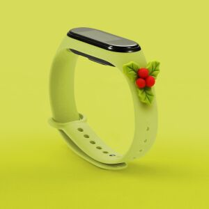Zielony świąteczny silikonowy pasek z motywem jemioły do Xiaomi Mi Band 4/3 - Pasek do inteligentnego zegarka
