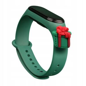 Weihnachtliches grünes Silikonarmband für Xiaomi Mi Band 4/3 mit Geschenkbox-Charm - Xiaomi Smartes Uhrenarmband