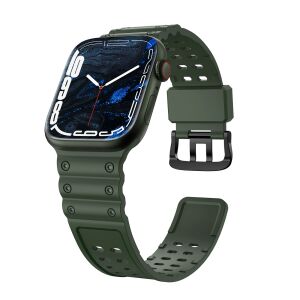 Háromszoros Védelem zöld szíj Apple Watch SE, 9, 8, 7, 6, 5, 4, 3, 2, 1 (41, 40, 38 mm) karkötő stílusban 131880505 - Okosóra szíj