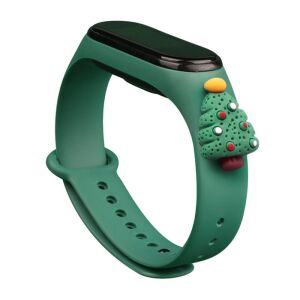 Hurtel Opaska świąteczna do Xiaomi Mi Band 3/4 ciemnozielony (choinka 2) 131897086 - Pasek do inteligentnego zegarka