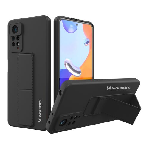 Wozinsky Kickstand Case silikonowe etui z podstawką etui Xiaomi Redmi Note 11 Pro czarne 131899677