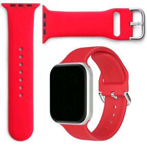 Czerwony silikonowy pasek Apple Watch na Apple Watch