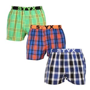 3PACK férfi bő szárú boxeralsók Styx sportos gumipánt többszínű (3B100619) L 131908918 - Férfi ruházat