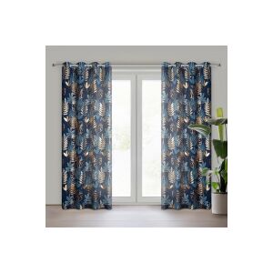 Rina levél mintás dekor függöny Gránátkék/arany 140x250 cm 131913788 - Függöny