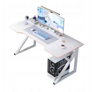 Białe biurko gamingowe 120 cm ze stojakiem na PC, nowoczesny design - Biurko komputerowe