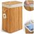 Massido bambusz szennyeskosár fedővel, 72L, kivehető béléssel és kötél fogantyúkkal
