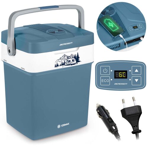 Berdsen IceMax 29L hordozható hűtőszekrény USB töltéssel, ECO móddal és autós adapterrel