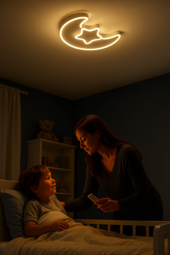 LED mennyezeti plafond lámpa gyerekszobába dimmelhető LUMELA + tá...