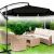 Large black garden parasol shading outdoor seating area