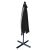 Folded black cantilever patio umbrella with extended arm.