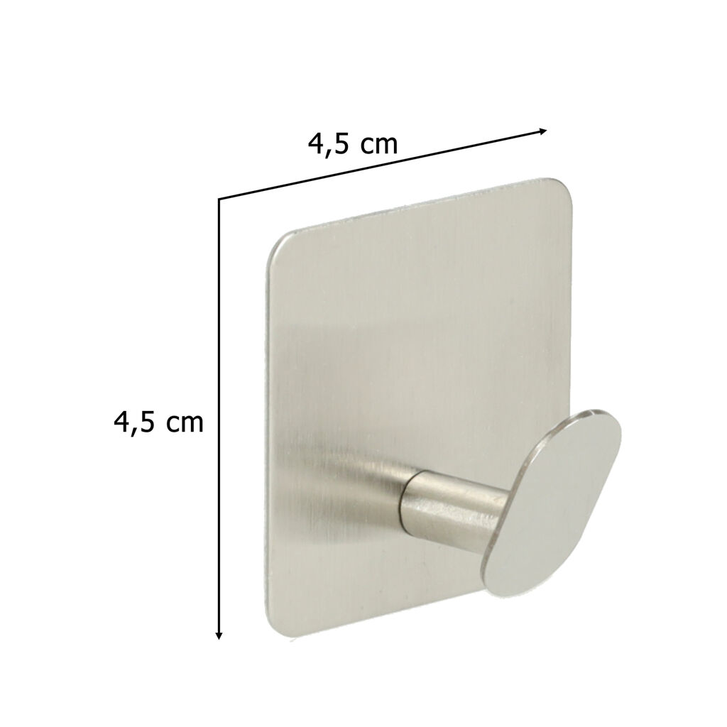 Öntapadós fürdőszobai fali kampók ezüst 4 darabos készlet