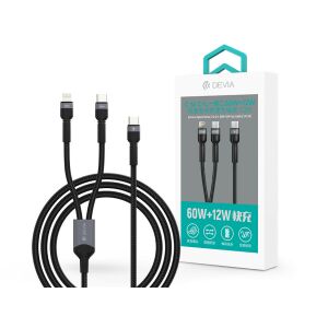 Cablu Devia Extreme Speed Series 60W+12W Type-C/Type-C + Lightning, negru, 1.2m - Cabluri Lightning