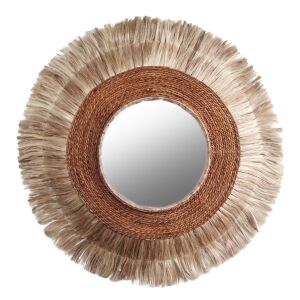 Oglinda rotunda din fibre de abaca, nuanta naturala, 60x5x60 cm 131937167