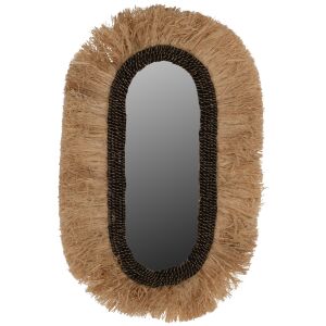 Oglinda de perete, fibre de sisal/abaca, negru/natur, 55x4x90 cm 131937219