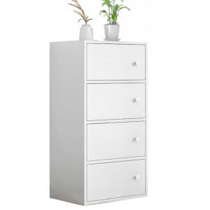 Biała szafka do przechowywania z czterema drzwiami, styl skandynawski - Meble do holu wejściowego